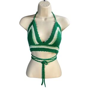 Crochet Halter Top Womens S/M Indie Boho Festival 70s Fairycore Y2k Beachy